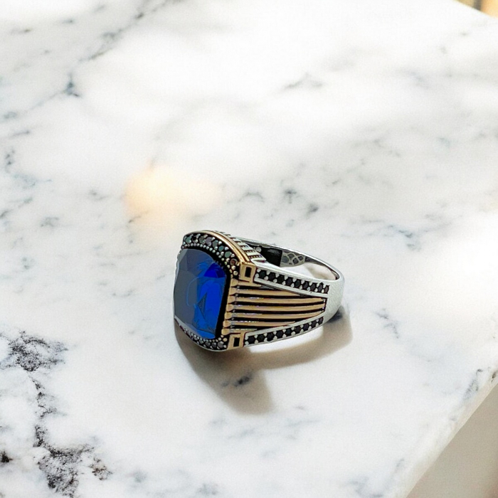 Inel Argint 925 Blue Stone Bronze [2]