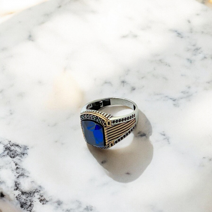 Inel Argint 925 Blue Stone Bronze [4]