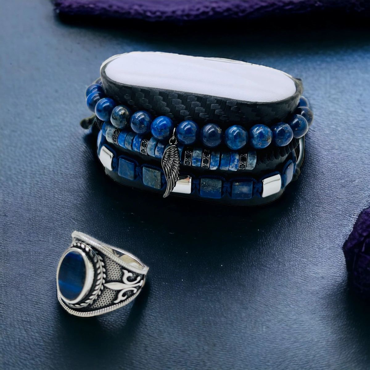 Inel Argint 925 Brooks Fleur de Lis Lapis Lazuli [4]