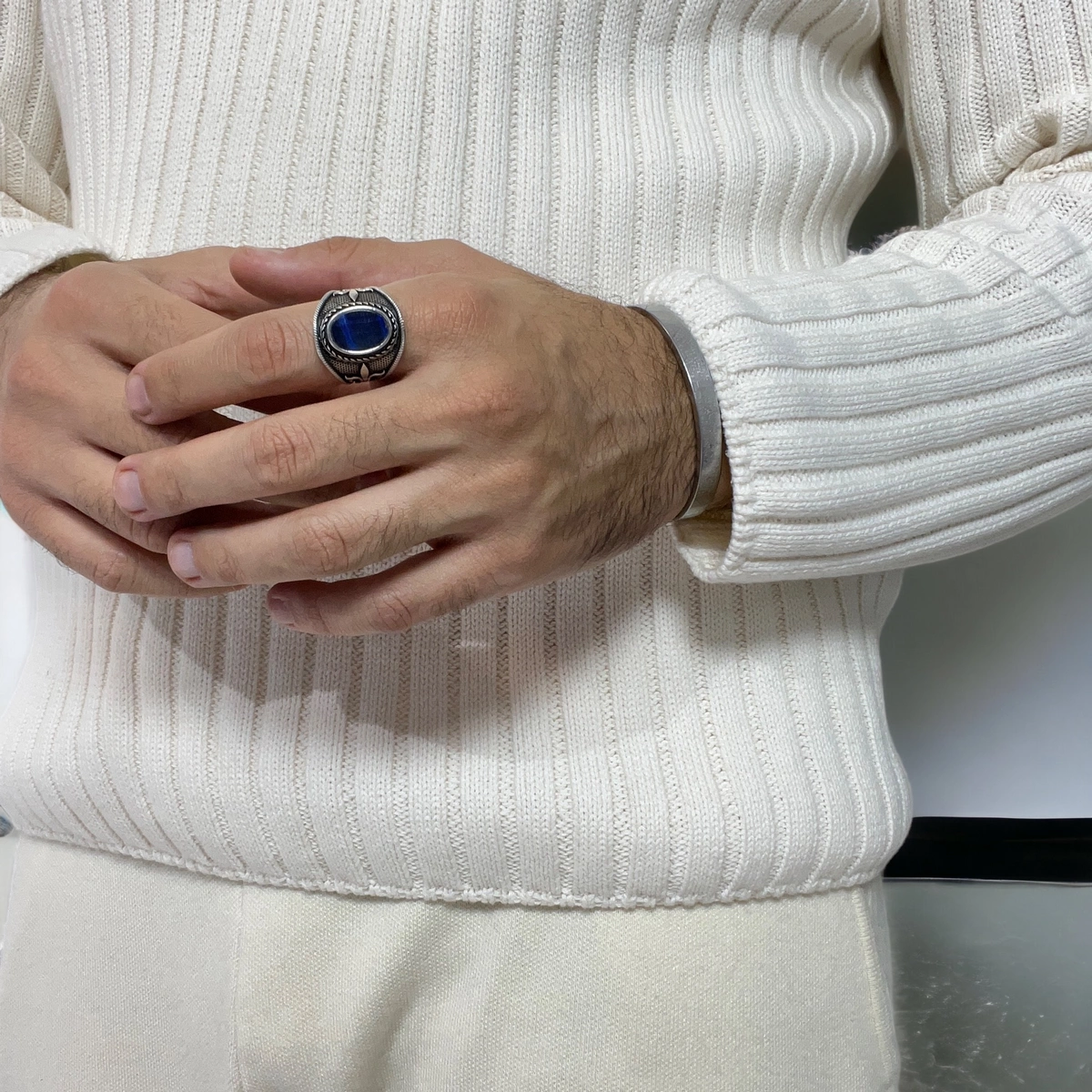 Inel Argint 925 Brooks Fleur de Lis Lapis Lazuli [2]