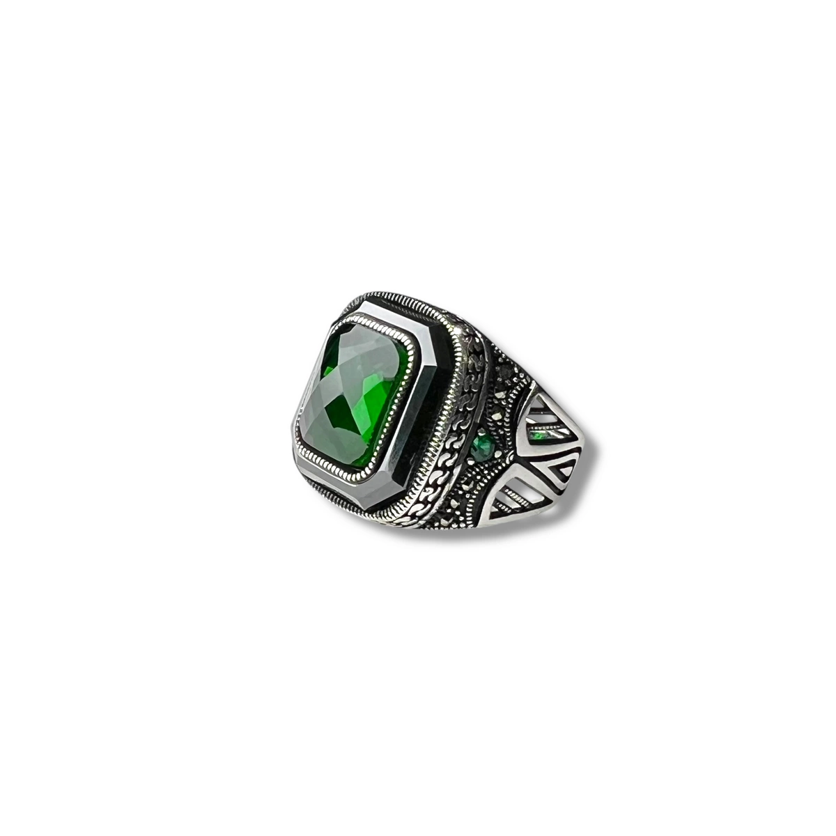 Inel Argint 925 Brooks Green Diamond Cut Stone [1]