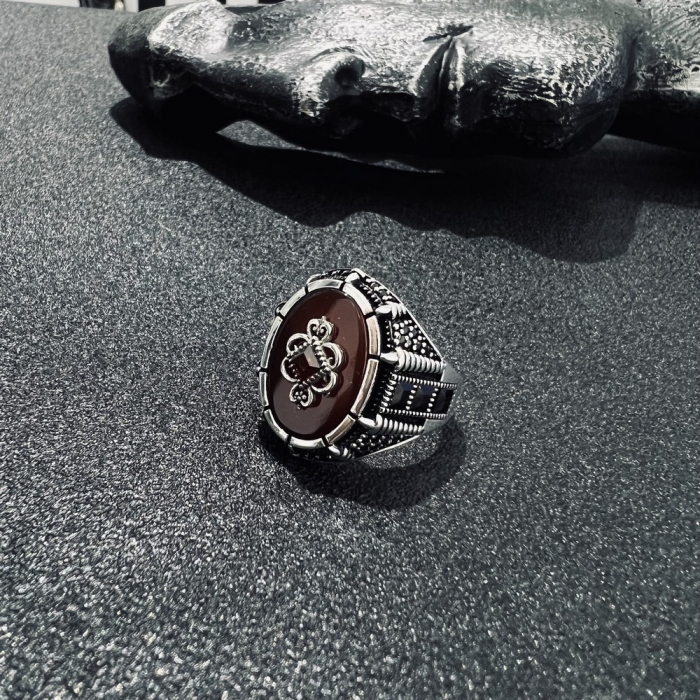 Inel Argint 925 Burgund Stone [2]