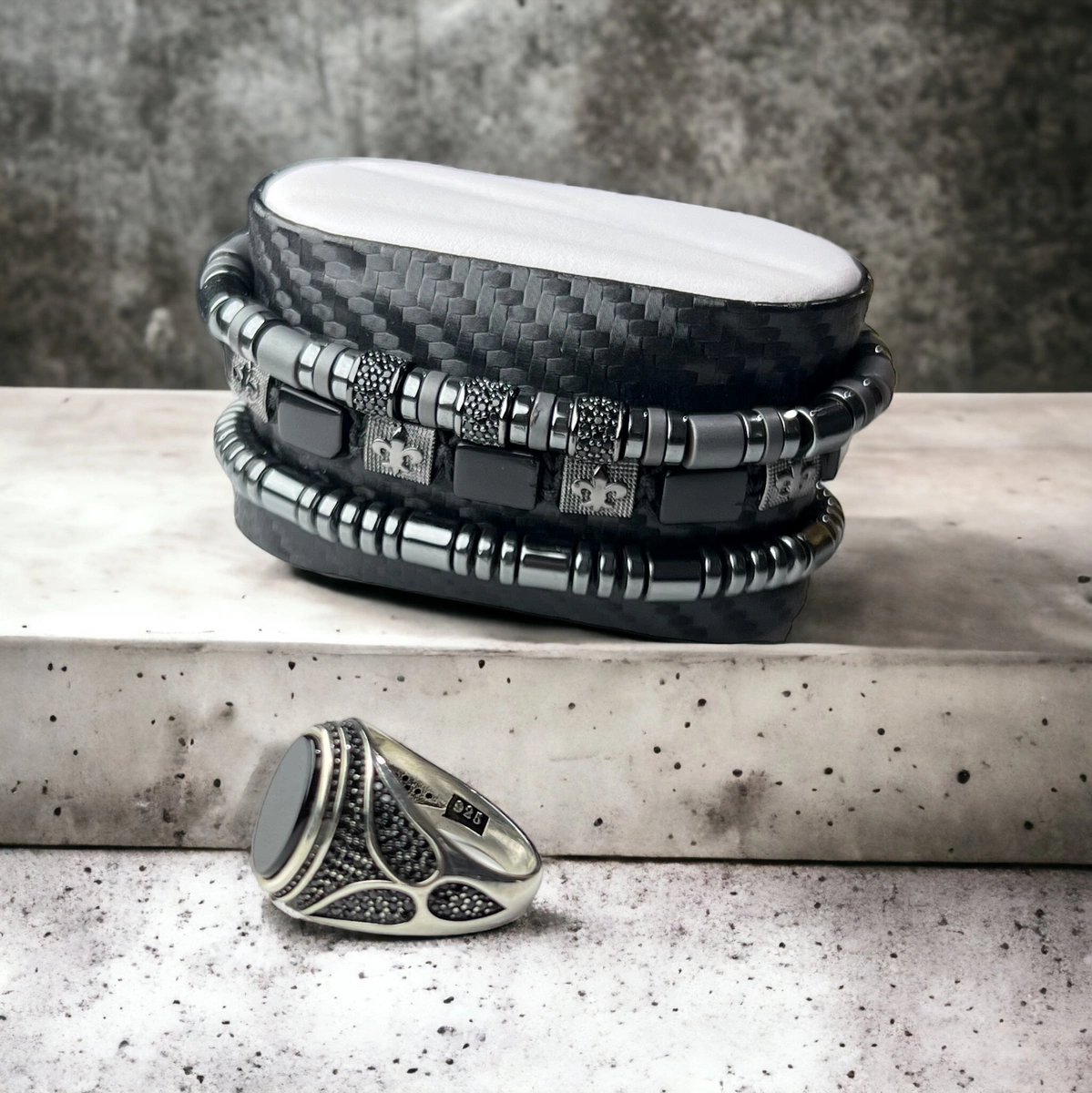 Inel Argint 925 Classic Men Leaf Zirconium [3]
