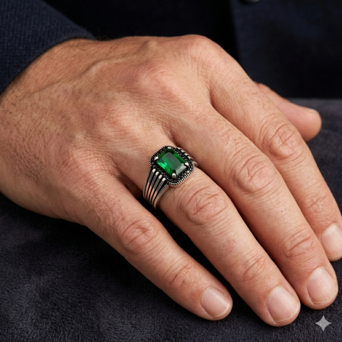 Inel Argint 925 Green Stone [2]