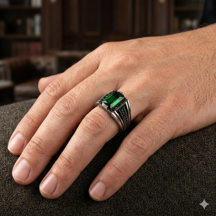 Inel Argint 925 Green Stone [2]