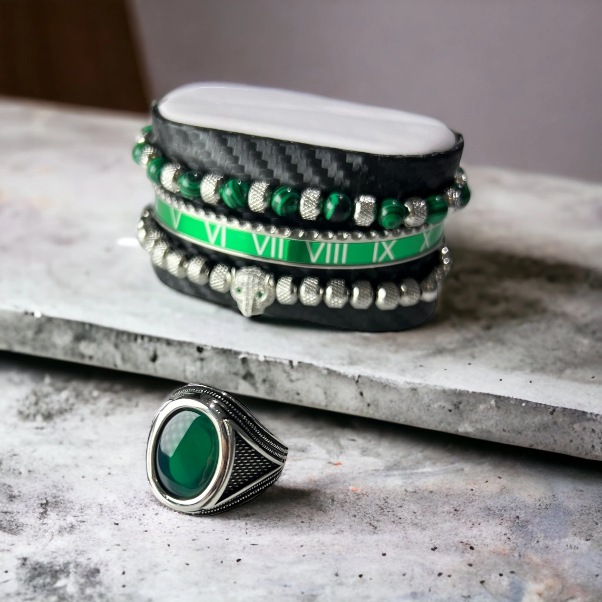 Inel Argint 925 Green Stone Manufakture [2]