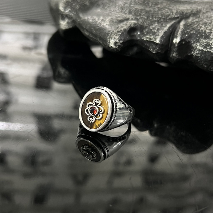 Inel Argint 925 Tiger Eye Gothic [2]