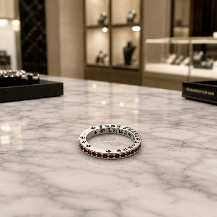 Inel Barbati Tennis Chrome Hearts Design Pink [3]