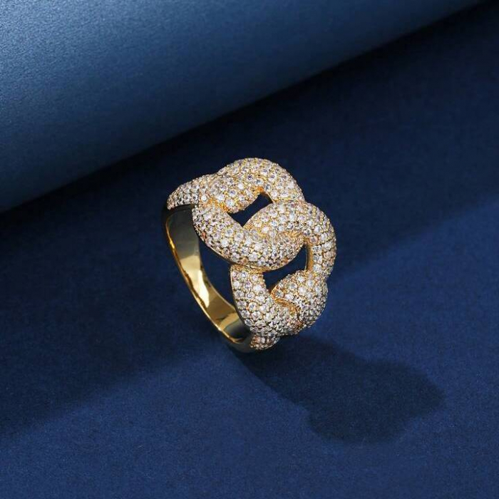 Inel Dama Argint 925 Gold Cuban Full Diamonds [3]