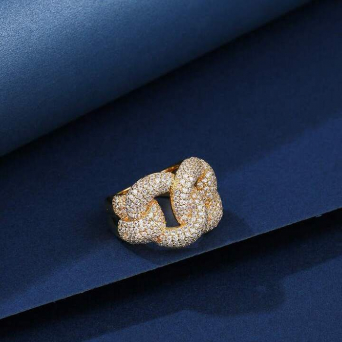Inel Dama Argint 925 Gold Cuban Full Diamonds [7]