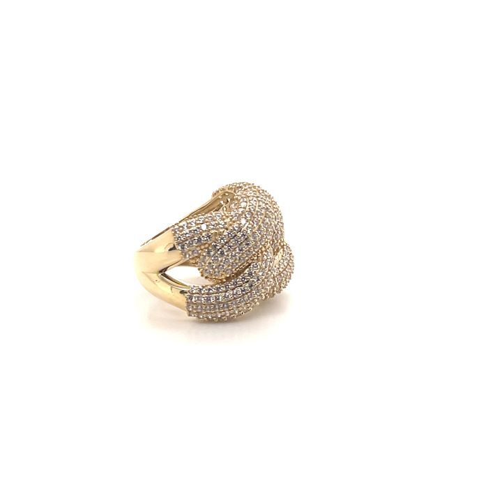 Inel Dama Argint 925 Gold Cuban Full Diamonds [8]