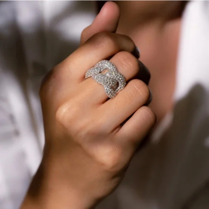 Inel Dama Cuban Silver Diamonds [2]