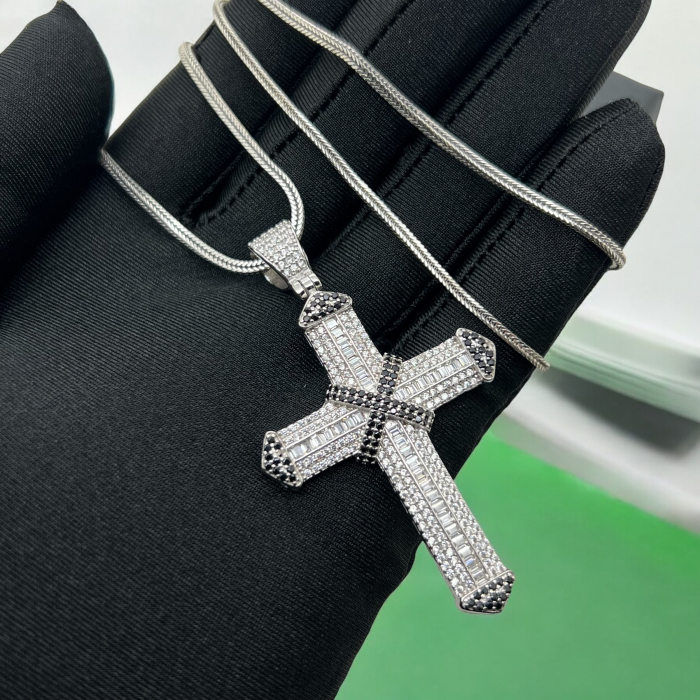 Lant Argint 925 BlackSilver Diamond Cross [2]