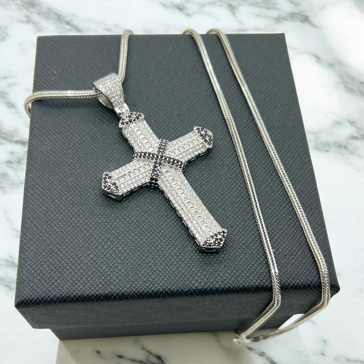 Lant Argint 925 BlackSilver Diamond Cross [4]