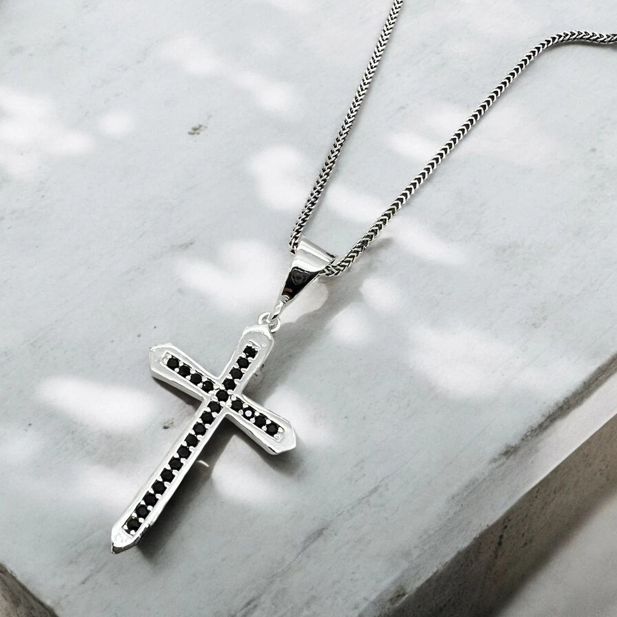 Lant Argint 925 Brooks Black Diamonds Cross [4]