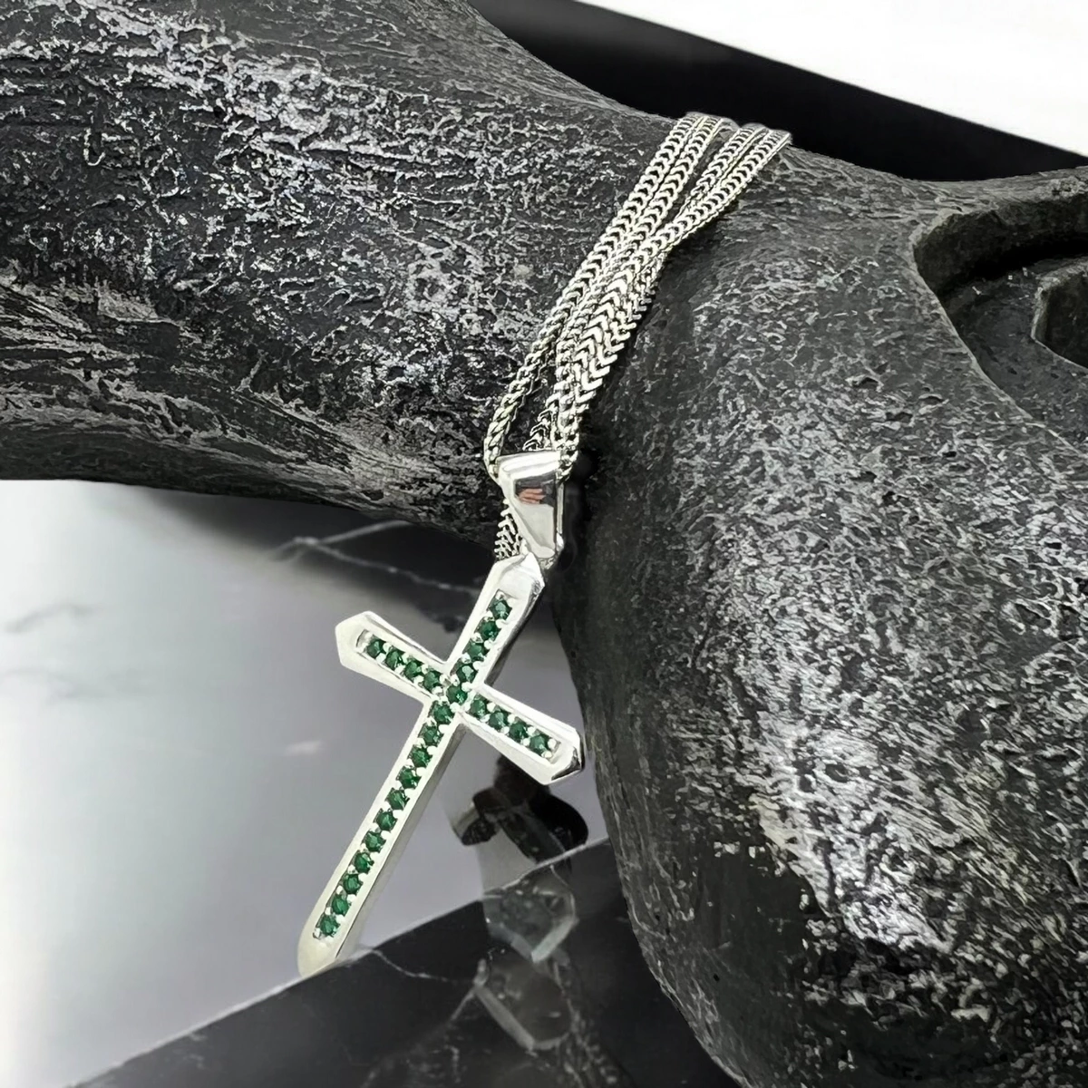 Lant Argint 925 Brooks Green Diamonds Cross [4]
