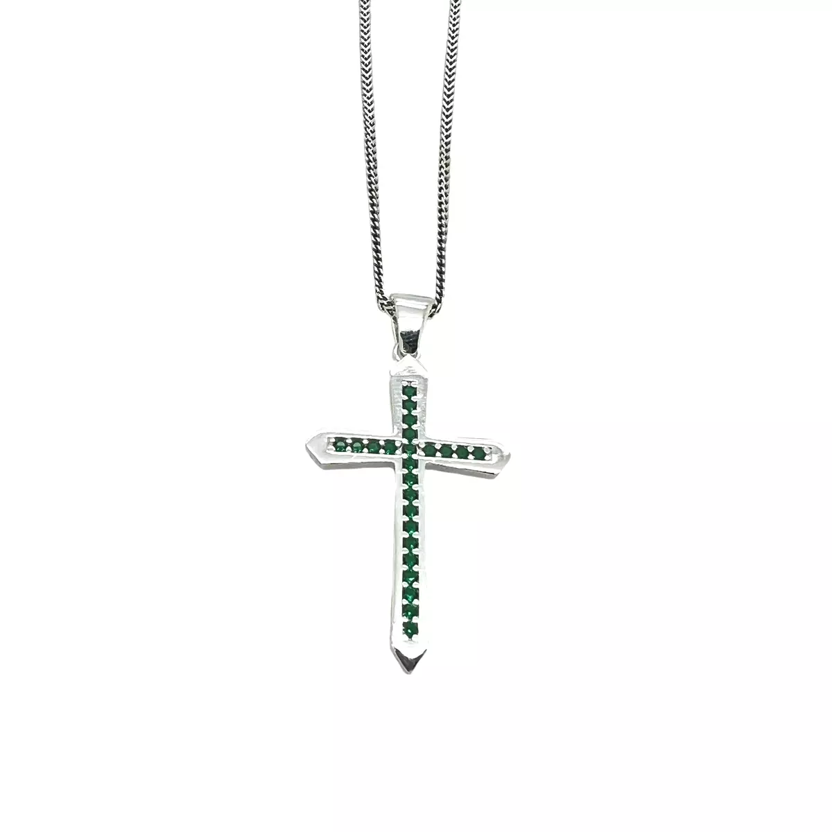 Lant Argint 925 Brooks Green Diamonds Cross [1]