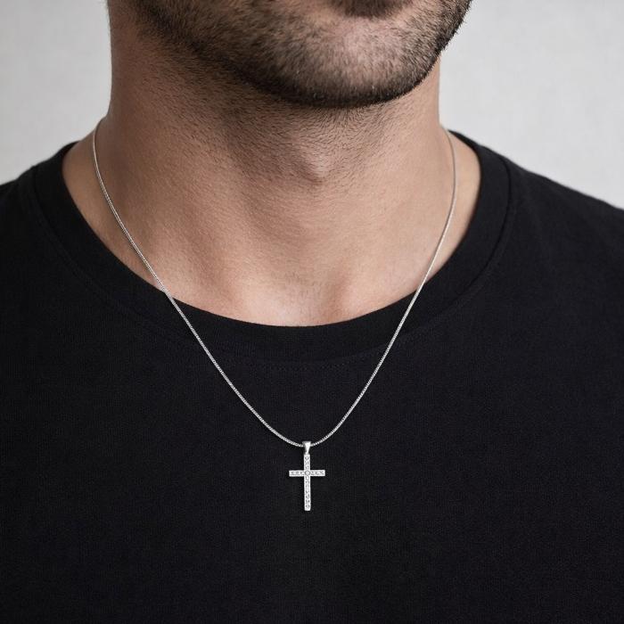 Lant Argint 925 Brooks Small Tennis Cross [2]