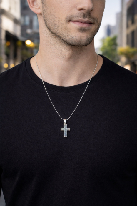 Lant Argint 925 Brooks Small Tennis Cross [2]