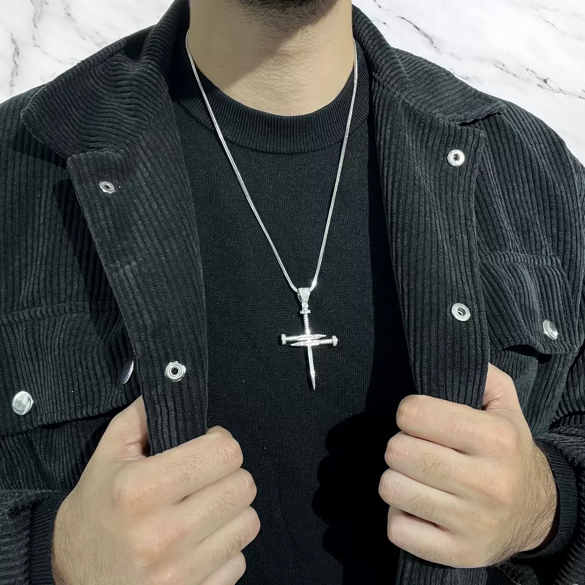 Lant Argint 925 Cruce Mare Cui 6 CM [2]