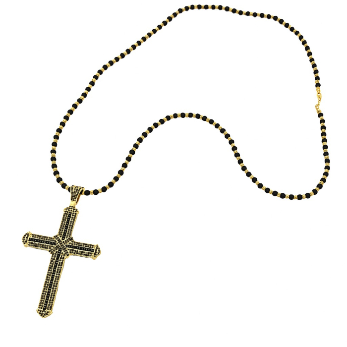 Lant Argint 925 Cruce Mare 8 CM Placat Aur 14K [1]