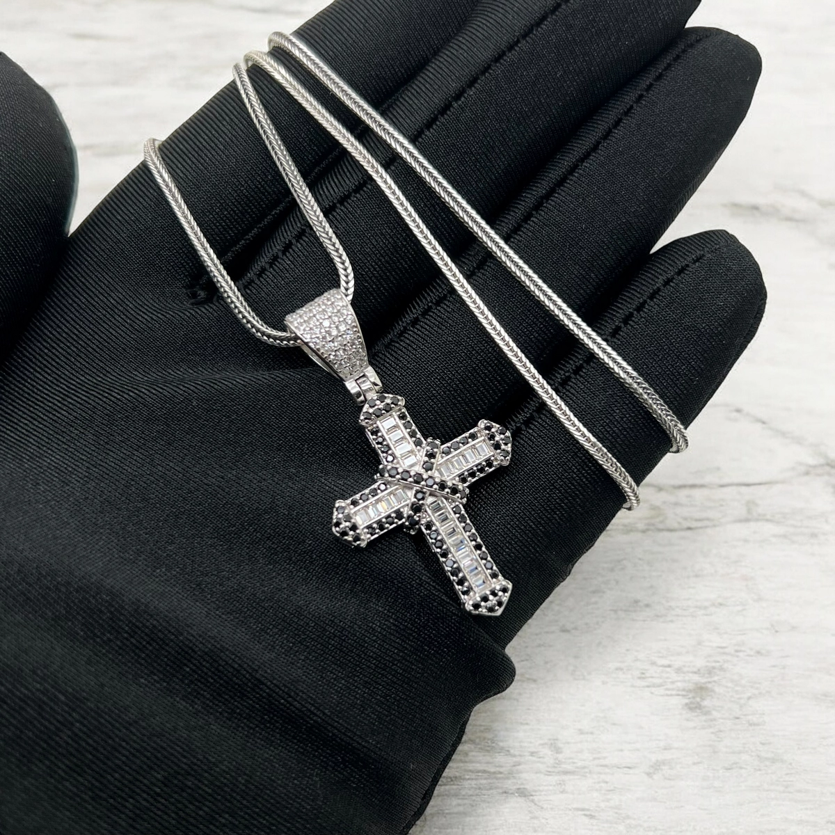 Lant Argint 925 White Diamonds Cross [2]