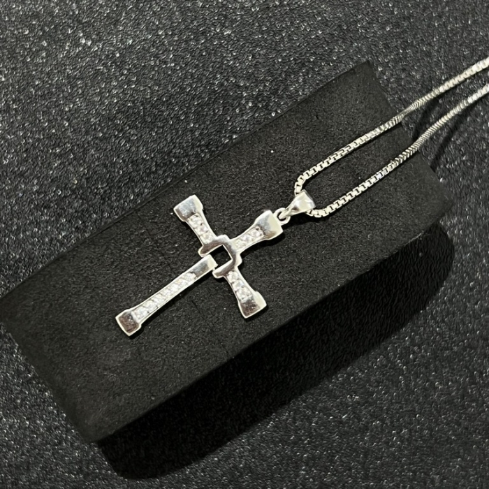 Lant Argint Brooks Diamond Cross [3]