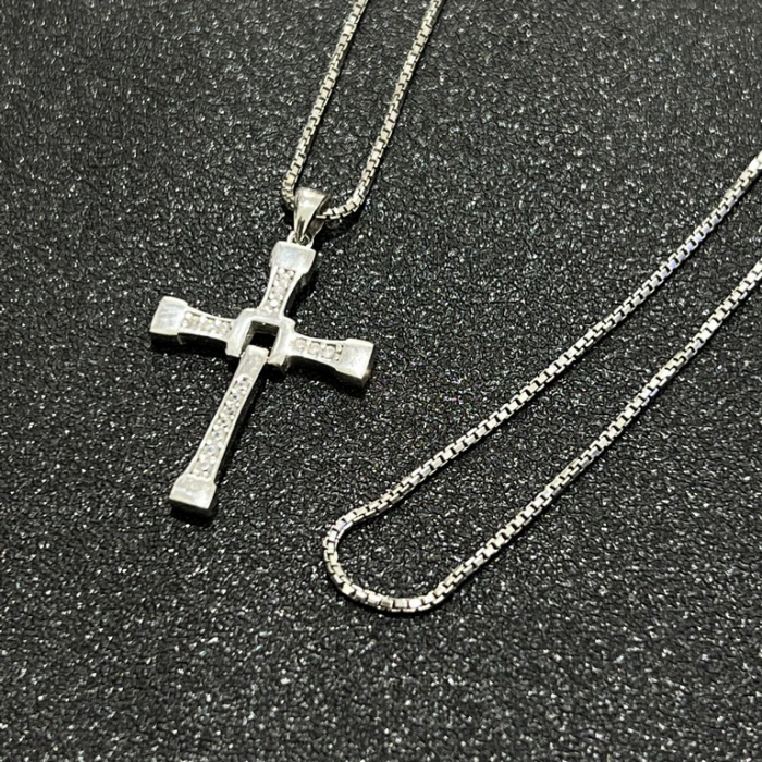 Lant Argint Brooks Diamond Cross [2]