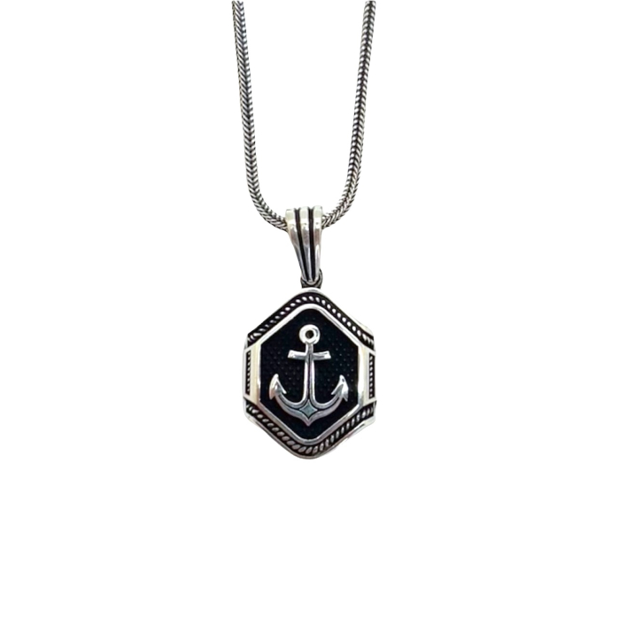 Lant Argint Brooks Pandantiv Ancora [1]