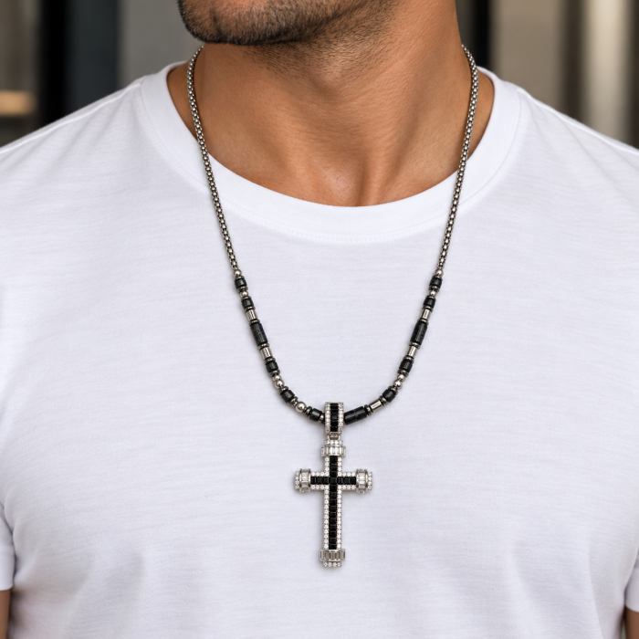 Lant Brooks Black Agate Stone Cross 60 CM [2]