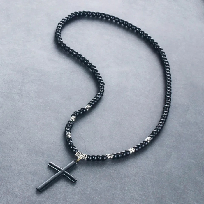 Lant Brooks Black Beads Cross [2]