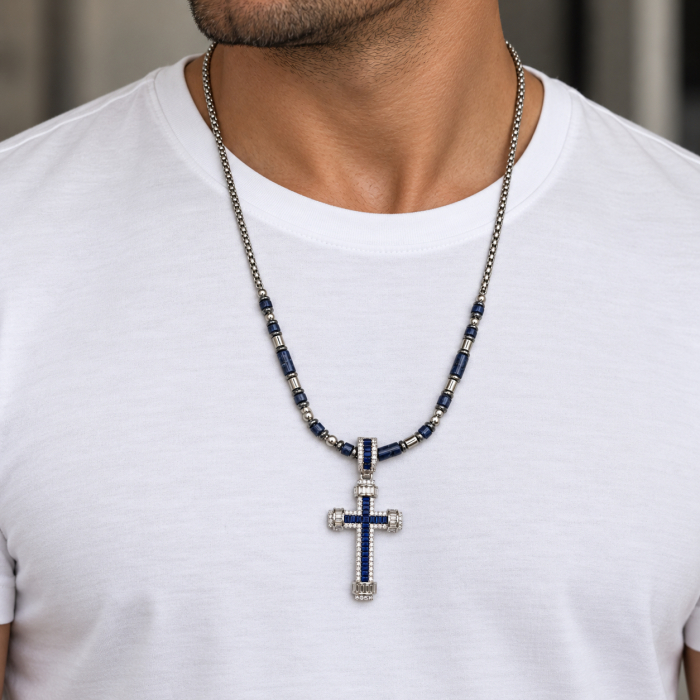Lant Brooks Blue Imperial Stone Cross 60 CM [2]