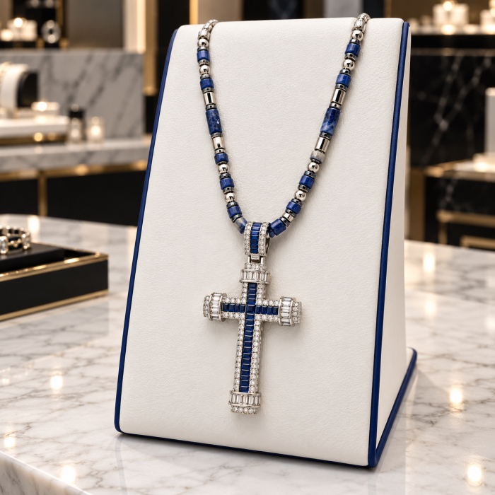Lant Brooks Blue Imperial Stone Cross 60 CM [3]
