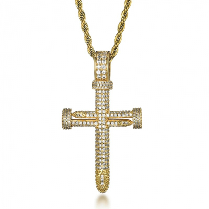 Lant Brooks Full Diamonds Gold Cross [1]