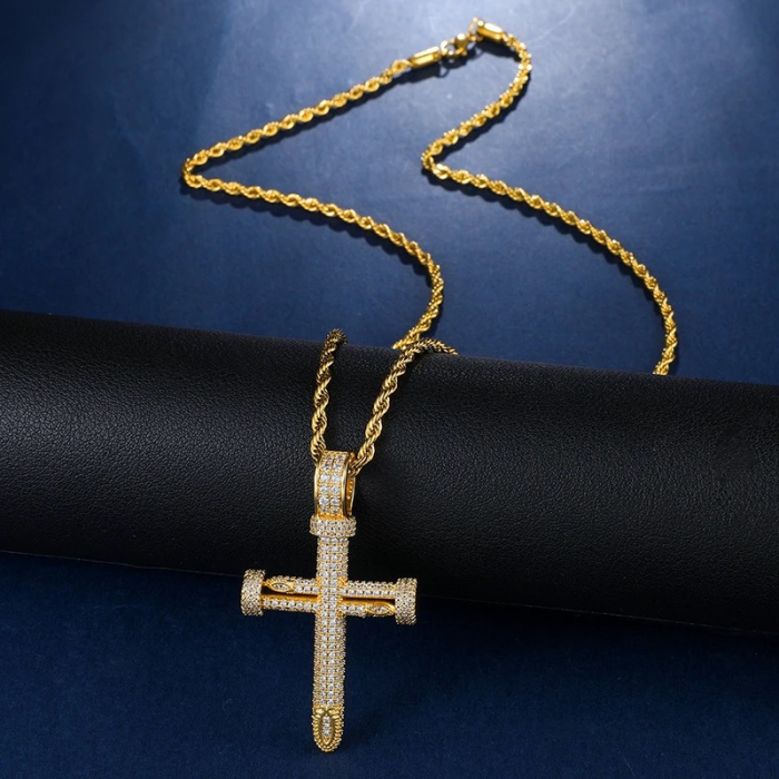 Lant Brooks Full Diamonds Gold Cross [4]