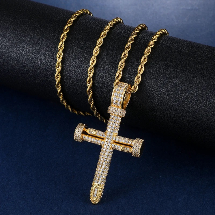 Lant Brooks Full Diamonds Gold Cross [3]