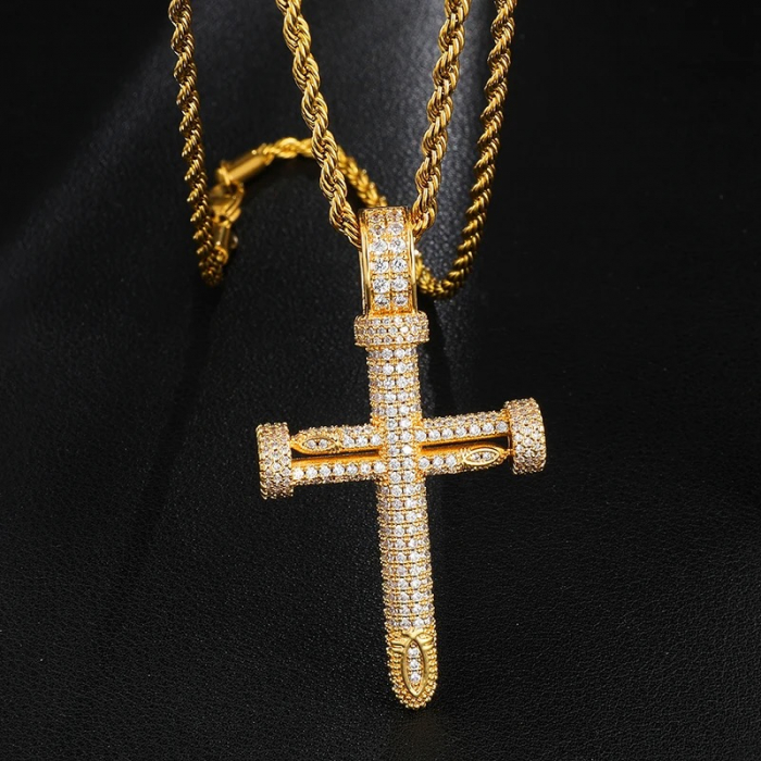 Lant Brooks Full Diamonds Gold Cross [2]