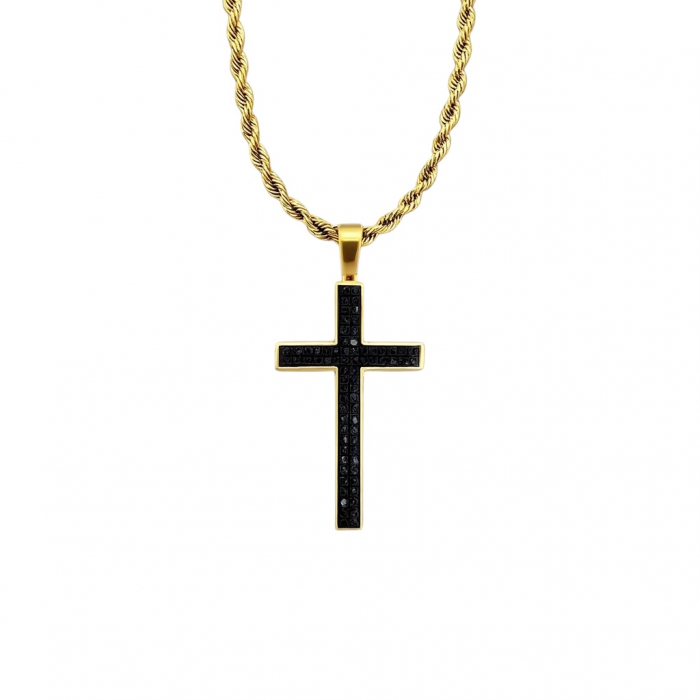 Lant Brooks Gold Black Zircon Cross [1]