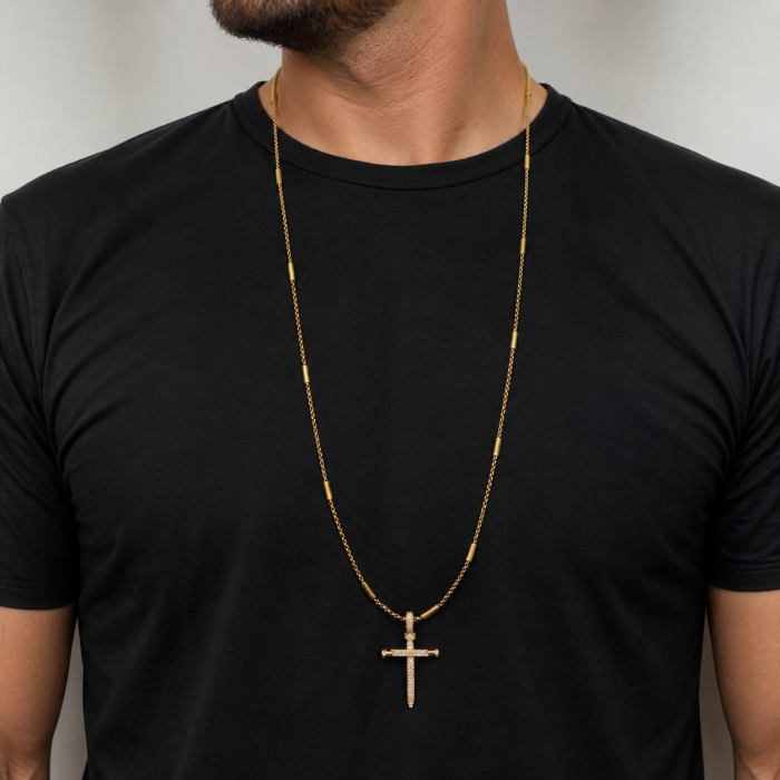 Lant Brooks Gold Nail Diamonds Cross [2]