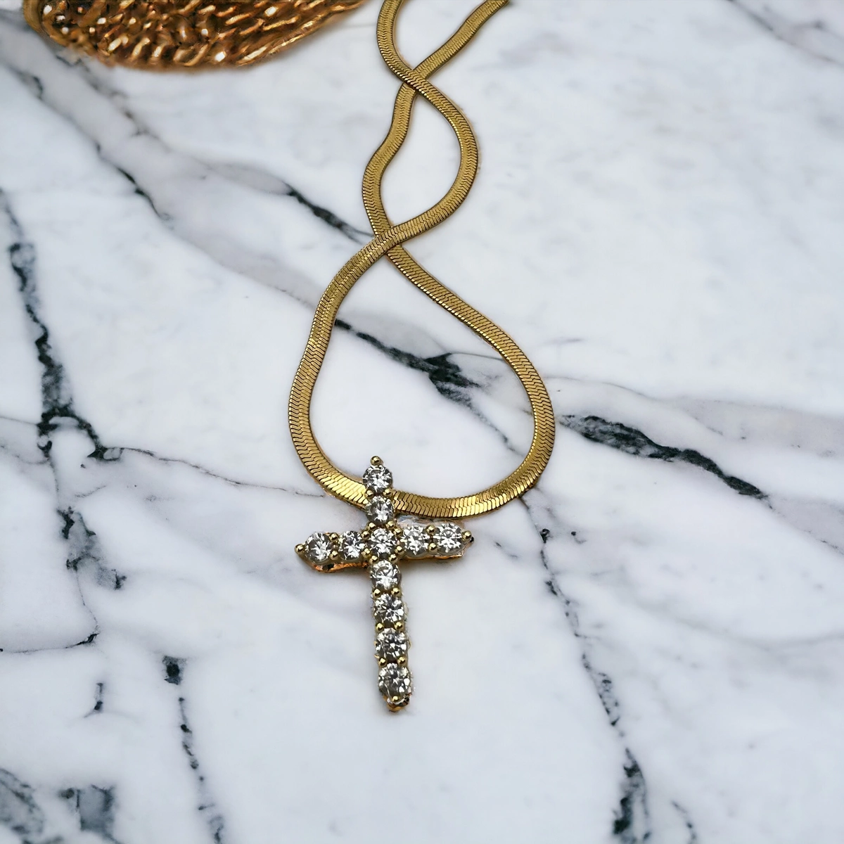 Lant Brooks Gold Snake Diamond Cross [2]