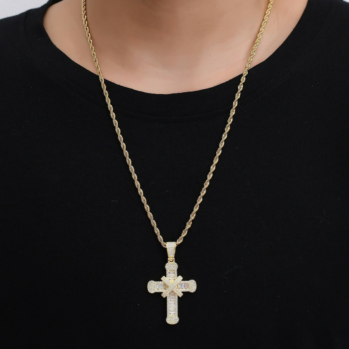 Lant Brooks Gold Steel Diamonds Cross Masterpiece NEW - [2]