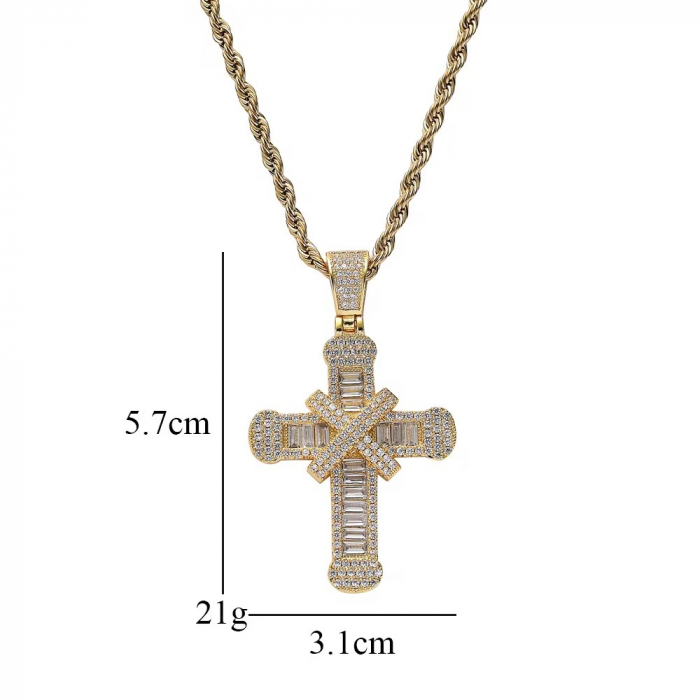Lant Brooks Gold Steel Diamonds Cross Masterpiece NEW - [5]