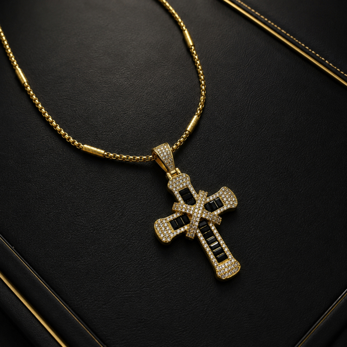 Lant Brooks GoldBlack Exquisite Cross Dimaonds [4]