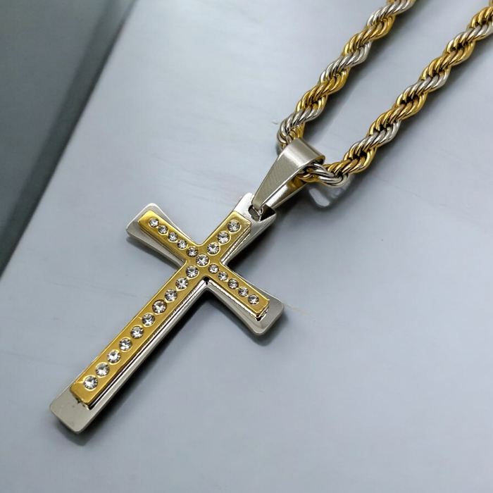 Lant Brooks GoldSilver Rope Cross [2]