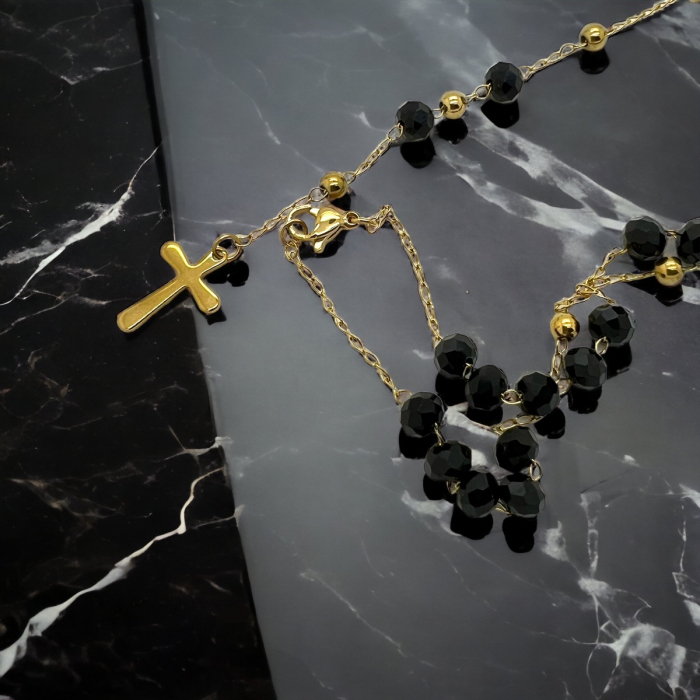 Lant Brooks Rozariu GoldBlack Small Cross [3]