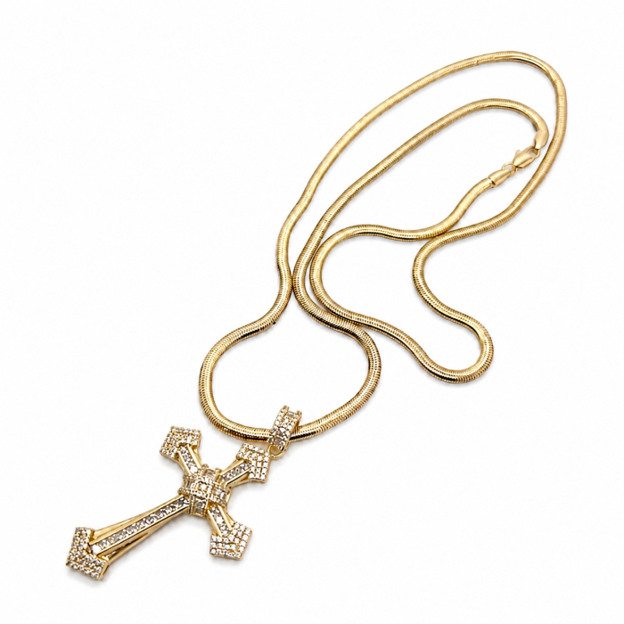 Lant Brooks Snake Diamond Cross 14K Gold Plated [4]