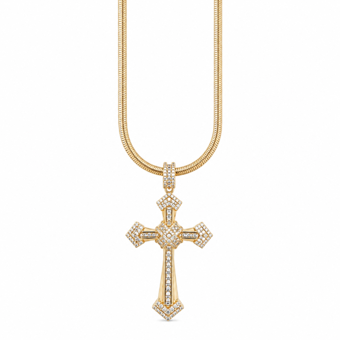 Lant Brooks Snake Diamond Cross 14K Gold Plated [3]
