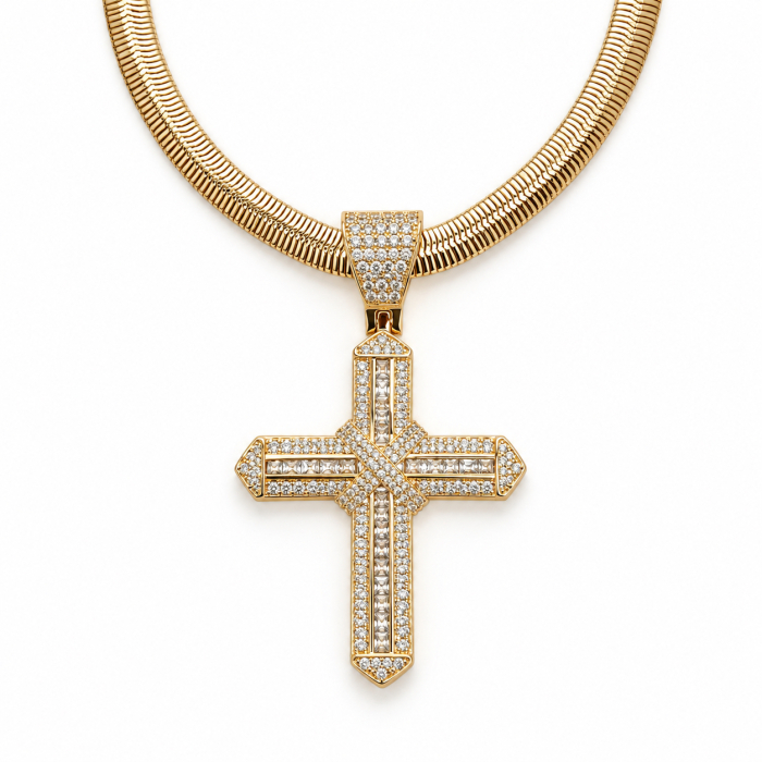 Lant Brooks Snake Gold Cross Diamonds 6 MM [2]