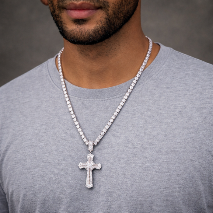 Lant Brooks Tennis Big Cross Full Diamonds 4 MM [7]