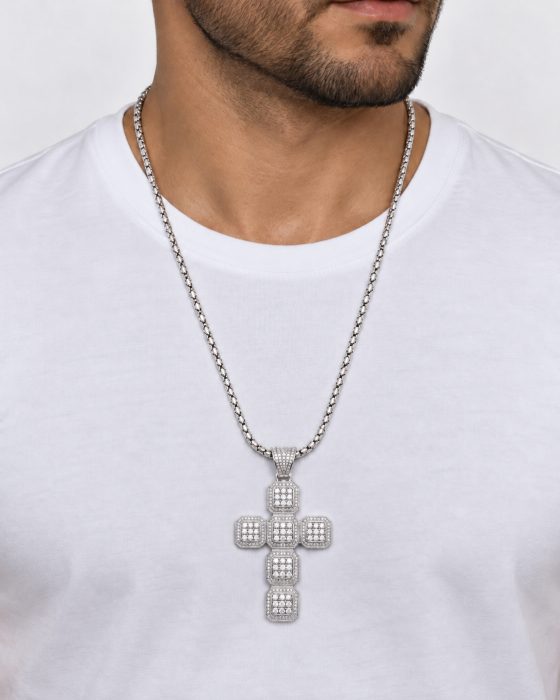 Lant Cruce Argint 925 Full Diamonds Cubic Cross [2]